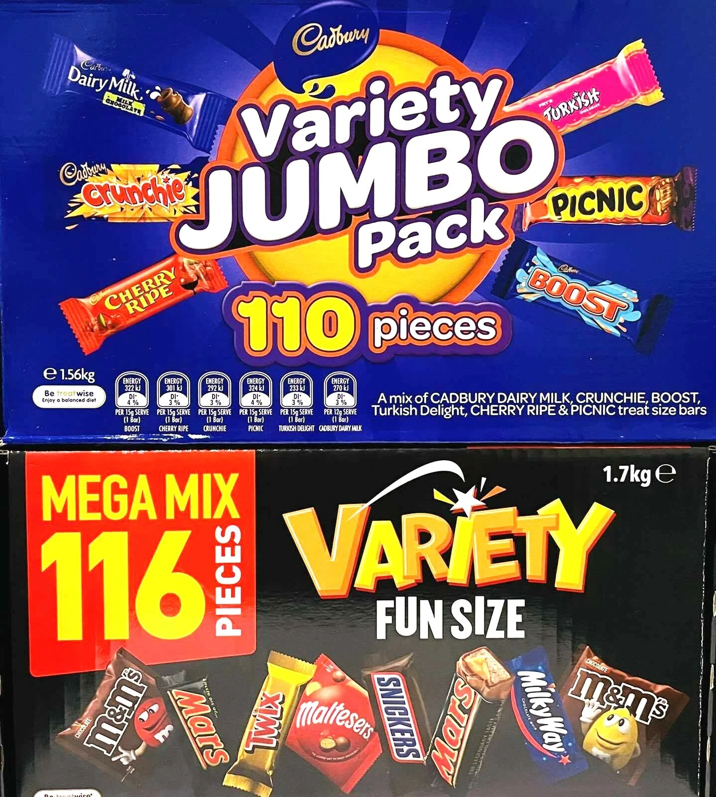 s-l1600 Mars 116 VARIETY MIX &/ Cadbury 110 VALUE JUMBO Pack Milk Chocolate Wholesale - Image 1